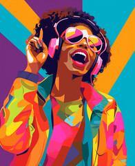 Happy african Lady dancing and singing