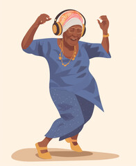 Happy african Lady dancing and singing