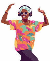 Happy african Lady dancing and singing