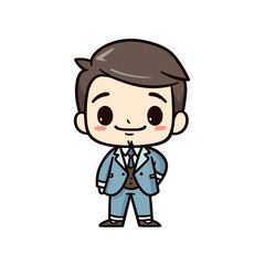 funny cartoon business boy wearing suit with red blood face