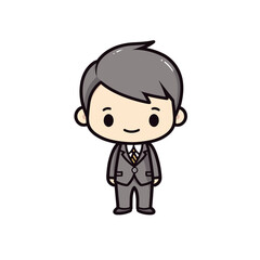funny cartoon business boy wearing suit with smiling face