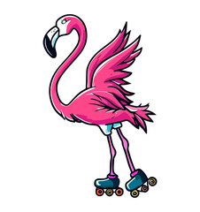 flamingo with roller skate
