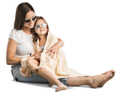 Young Mother And cute Daughter in sun glasses - Powered by Adobe
