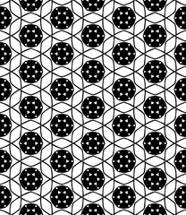 Black and white seamless abstract pattern. Background and backdrop. Grayscale ornamental design. Mosaic ornaments. Vector graphic illustration. EPS10.