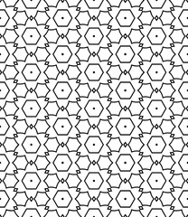 Black and white seamless abstract pattern. Background and backdrop. Grayscale ornamental design. Mosaic ornaments. Vector graphic illustration. EPS10.