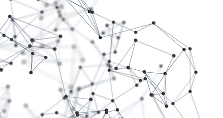 Futuristic geometric double data flow background with connecting dots and lines. Abstract digital