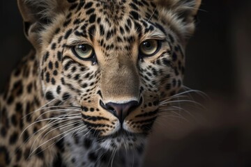 Naklejka na ściany i meble A close up of a leopard looking at the camera, created with Generative Ai Technology