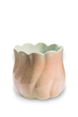 Pink ceramic jar isolated on white background with clipping path..