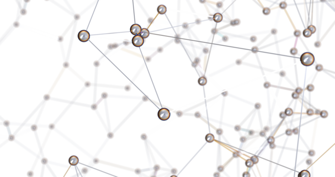 Motion of digital data flow. Communication and technology network concept with moving lines and dots PNG transparent