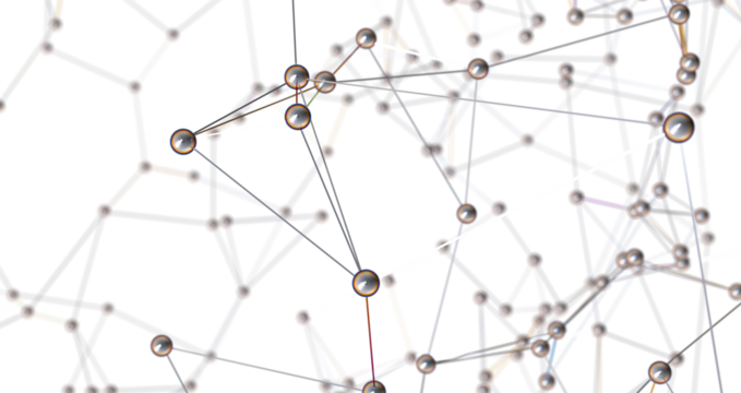 Motion of digital data flow. Communication and technology network concept with moving lines and dots PNG transparent
