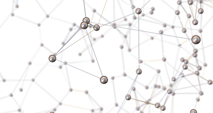 Motion of digital data flow. Communication and technology network concept with moving lines and dots PNG transparent