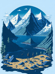 Norway fjords landscape. AI generated illustration