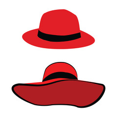 red hat isolated on white background, set of two different style hats