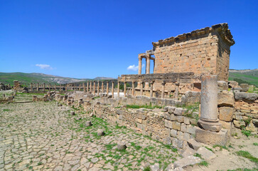 Temple of Severus in the Roman city of Cuicul, Algeria