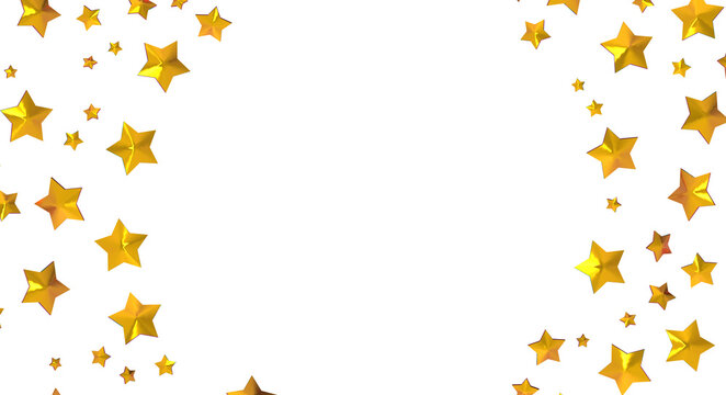 XMAS Stars - Banner with golden decoration. Festive border with falling glitter dust and stars.  - PNG transparent