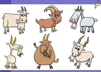 cartoon goats farm animals comic characters set