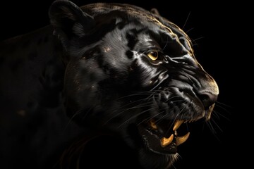 A close up of a black tiger's face, created with Generative Ai Technology