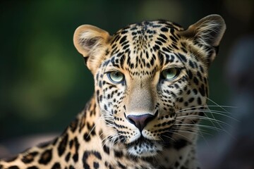 A close up of a leopard's face with a blurry background, created with Generative Ai Technology