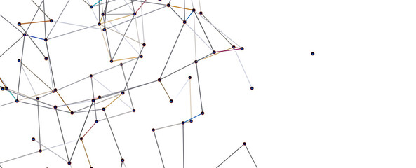 The structure of the network connection of points and lines. Data technology. - PNG transparent