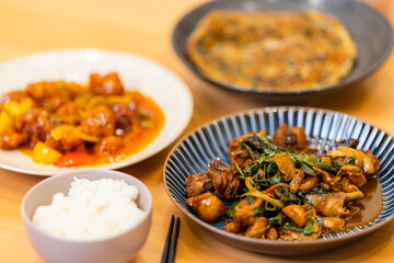 Family dinner dish at home