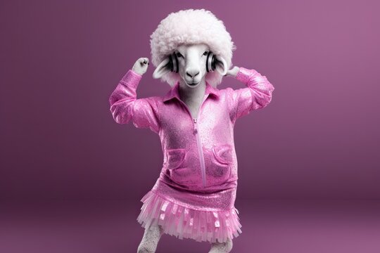 Creative Sheep Party Animals in Their Disco-Fashion Gettin' Groovy on the Dance Floor: Generative AI