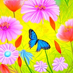  Flowers and butterflies Art. Generative Ai
