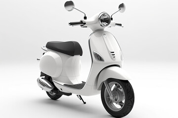 Stylish white scooter close-up on a white background. Generative AI