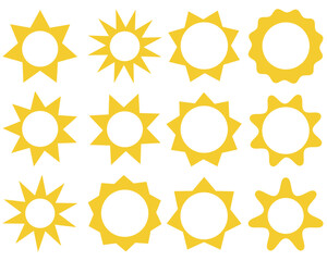 Set of Isolated Yellow Sunburst Frame