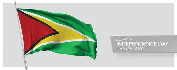 Guyana happy independence day greeting card, banner vector illustration