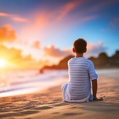 person meditating on the beach