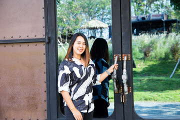 Asian girl working at a coffee shop