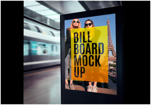 Train Station Billboard Mockup