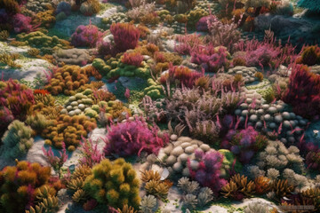Naklejka na ściany i meble A view of colorful corals, Generative AI
