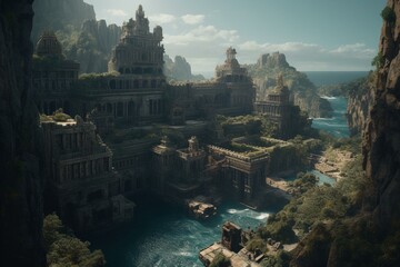 Image of the fabled Lost City of Atlantis. Generative AI