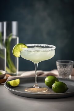 cocktail with lime, generated Ai