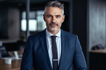 Naklejka premium Successful mature businessman looking at camera with confidence. Generative AI
