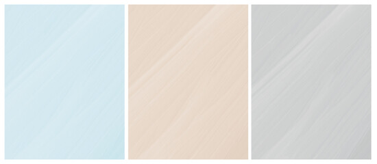 Simple Oli Painting Style Vector Layouts. Pastel Blue, Dusty Beige and Light Gray Backgrounds. Smooth Surface without Text ideal fo Cover, Blank.

