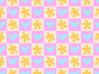 Fototapeta na wymiar Cute and minimalistic seamless pattern with hearts. Repeating vector hand drawn design for textile, backdrop, wrapping paper, prints