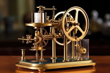 Miniature perpetual motion machine that uses motion to generate energy. Generative AI