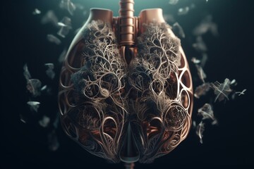 Illustration of TB in the lungs. Generative AI