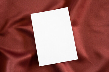 close up blank card flat lay or mock up