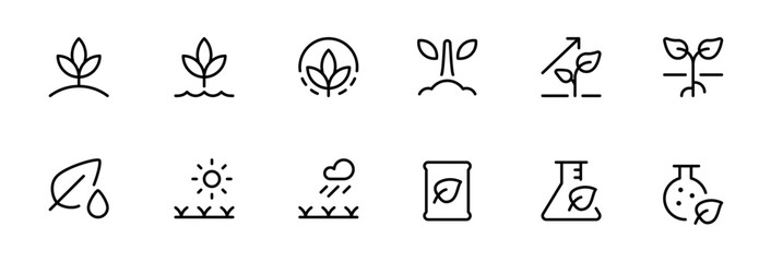 plant growth icon. organic fertilizer icon. flat vector and illustration, graphic, editable stroke. Suitable for website design, logo, app, template, and ui ux.