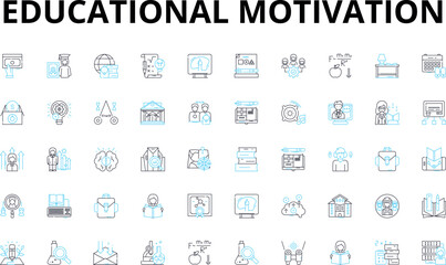 Educational motivation linear icons set. Inspiration, Growth, Empowerment, Determination, Achievement, Success, Potential vector symbols and line concept signs. Motivation,Learning,Drive Generative AI
