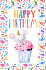 Hand drawn watercolor colorful frame with handwritten 