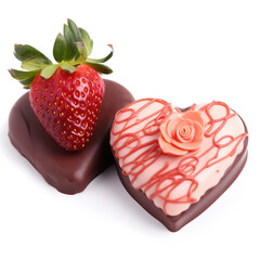 Chocolate heart and strawberry, Mother's Day, Generative AI