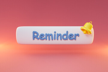 floating chat symbol for phone application on colorfull infinite background; reminder bell icon symbol; 3d illustration