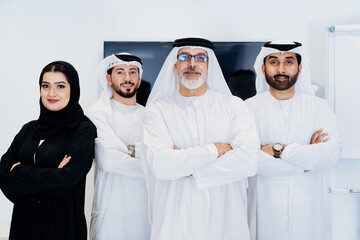 Group of middle-eastern corporate business people meeting in the office