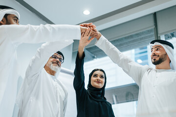 Group of middle-eastern corporate business people meeting in the office