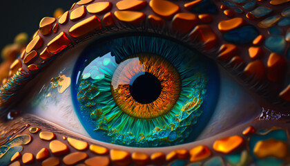 illustration. dragon eyeball, multicolored abstraction	