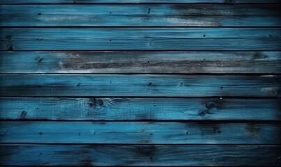 Obraz premium Vintage wooden planks background texture - Old weathered wooden plank painted in blue color - Generative AI - Generative